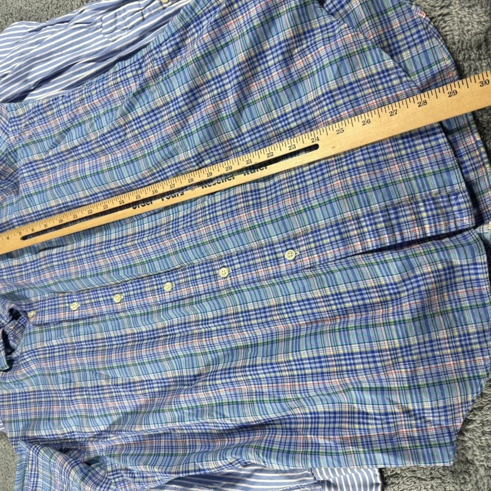 Lot of 2 Polo Ralph Lauren Button Shirts Mens Medium‎ Blue Striped & Plaid Multi